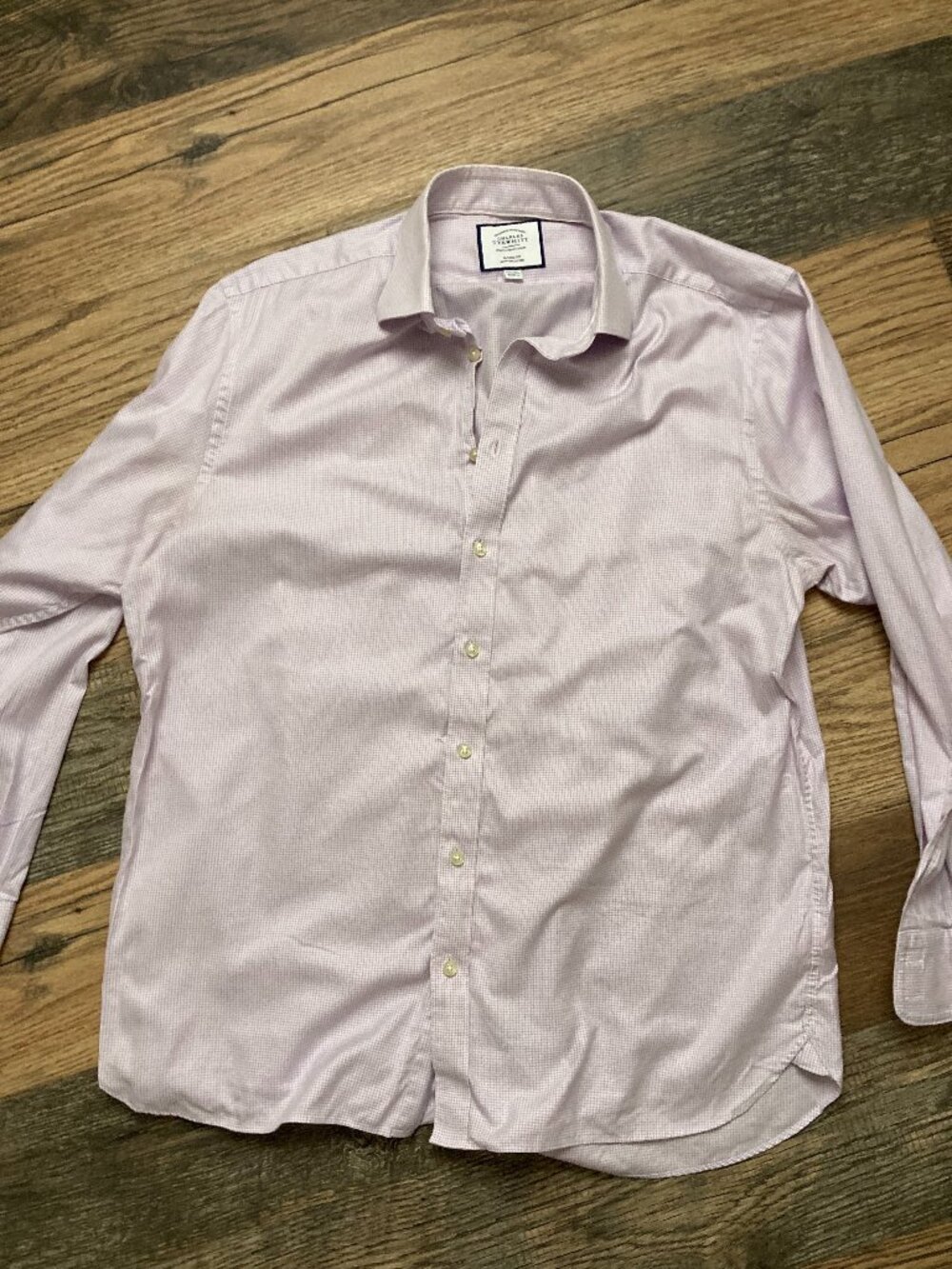 Charles Tyrwhitt Classic Fit Egyptian Cotton Dress Shirt 16.5 35 Lavender Check